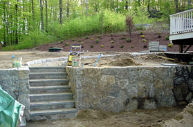 Stone wall with stone steps